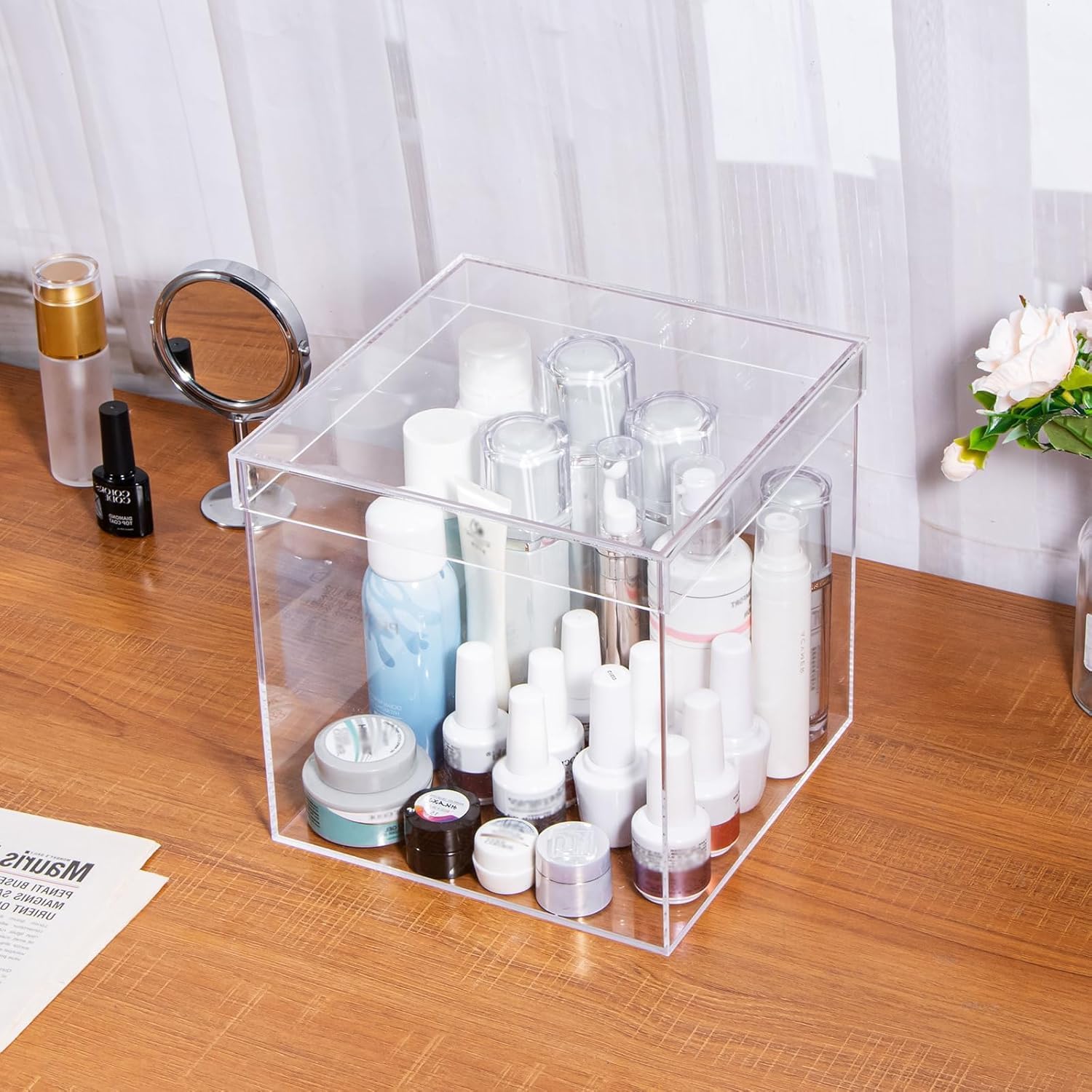 Acrylic Box, Transparent Plastic Box, Lid, and Base Box: Clear acrylic gift boxes with lid and base in seven square sizes, from 4.5 cm to 15 cm, for gifts, displays, crafts, and small product packaging. - Image 3