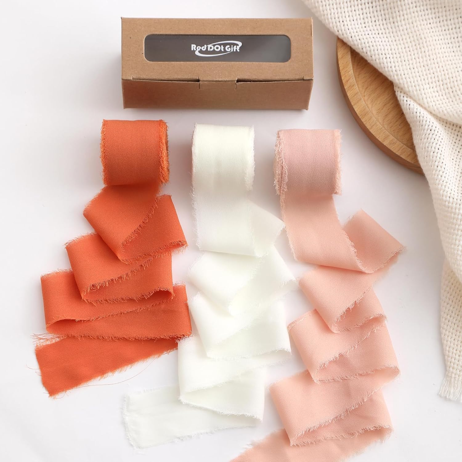 Ribbon 3 Rolls Chiffon Ribbons Packed, 1.5" x 7Yd Wrapping Ribbon Set for Gift Wrapping, Wedding Decor, Wedding Invitations, Bouquet Wrap, Flower Bouquet, Bridal Bouquets, DIY Crafts - Image 10