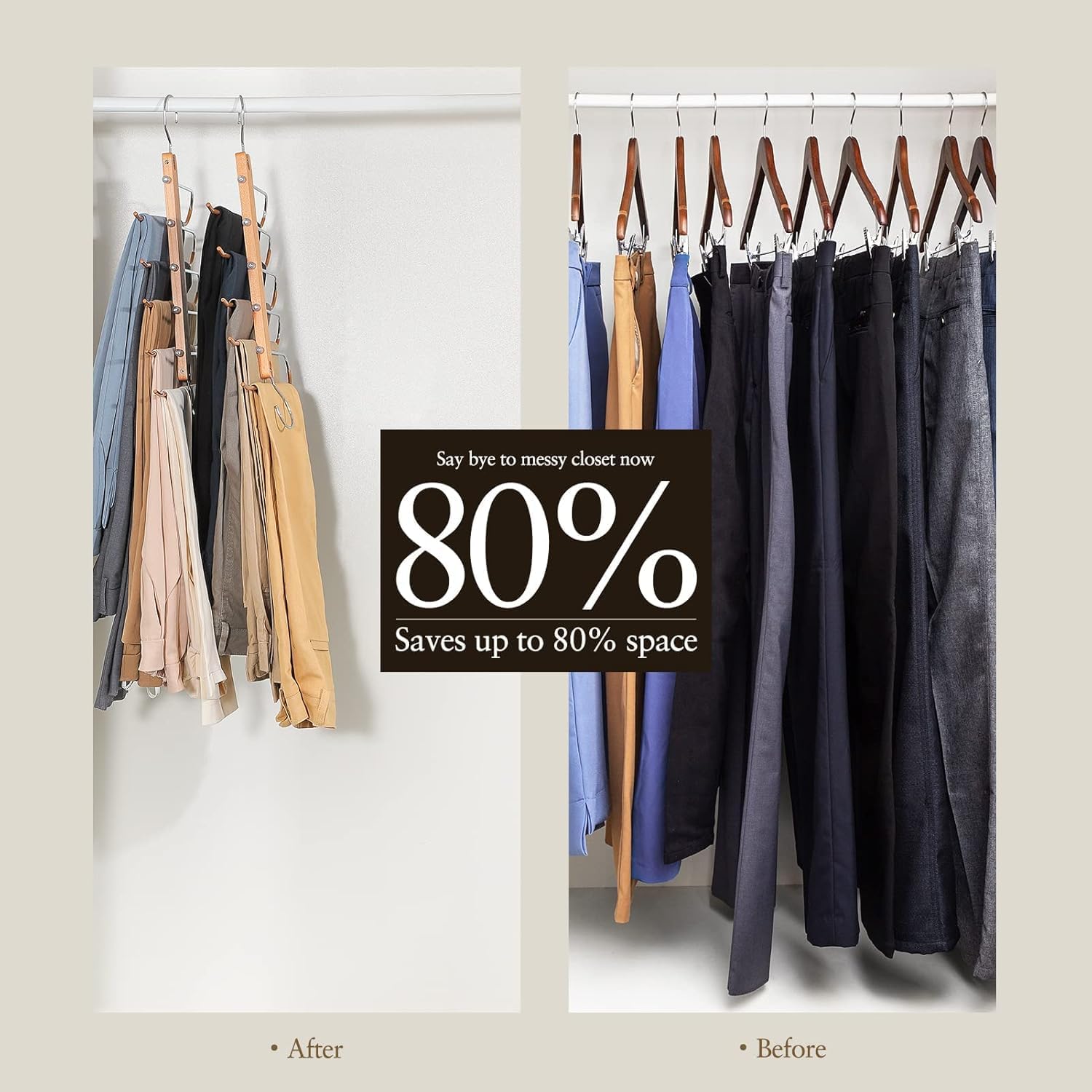 Perfect Space-Saving Magic Wooden Pants Hangers – Multi-Layer Closet Organizer for Slacks, Jeans, Pants Hangers, Scarves & Ties - Image 6