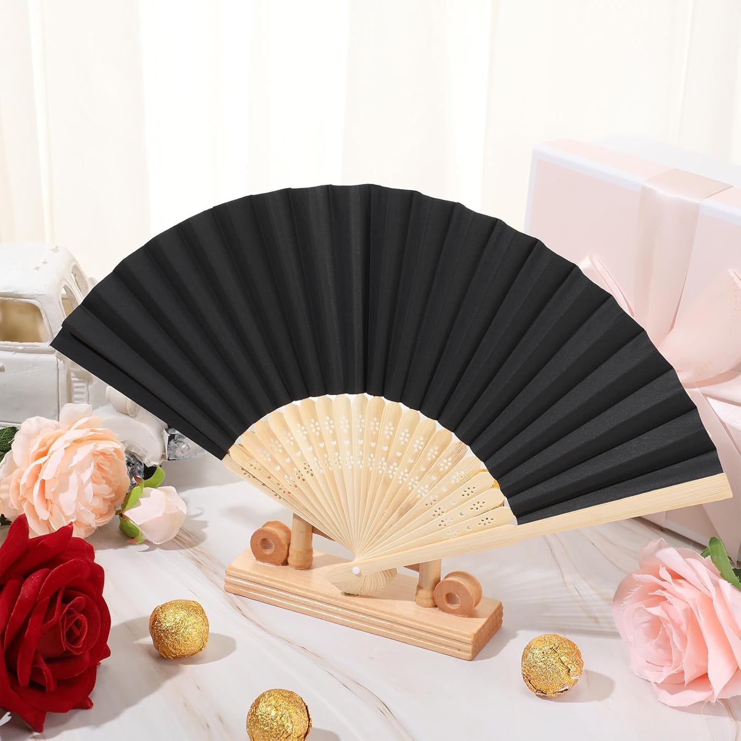 Red Dot Gift®Folding Fans Bamboo Handheld Fans Paper Folded Fans for Wedding Gift, Party Favors, DIY, Home Decoration - Image 15