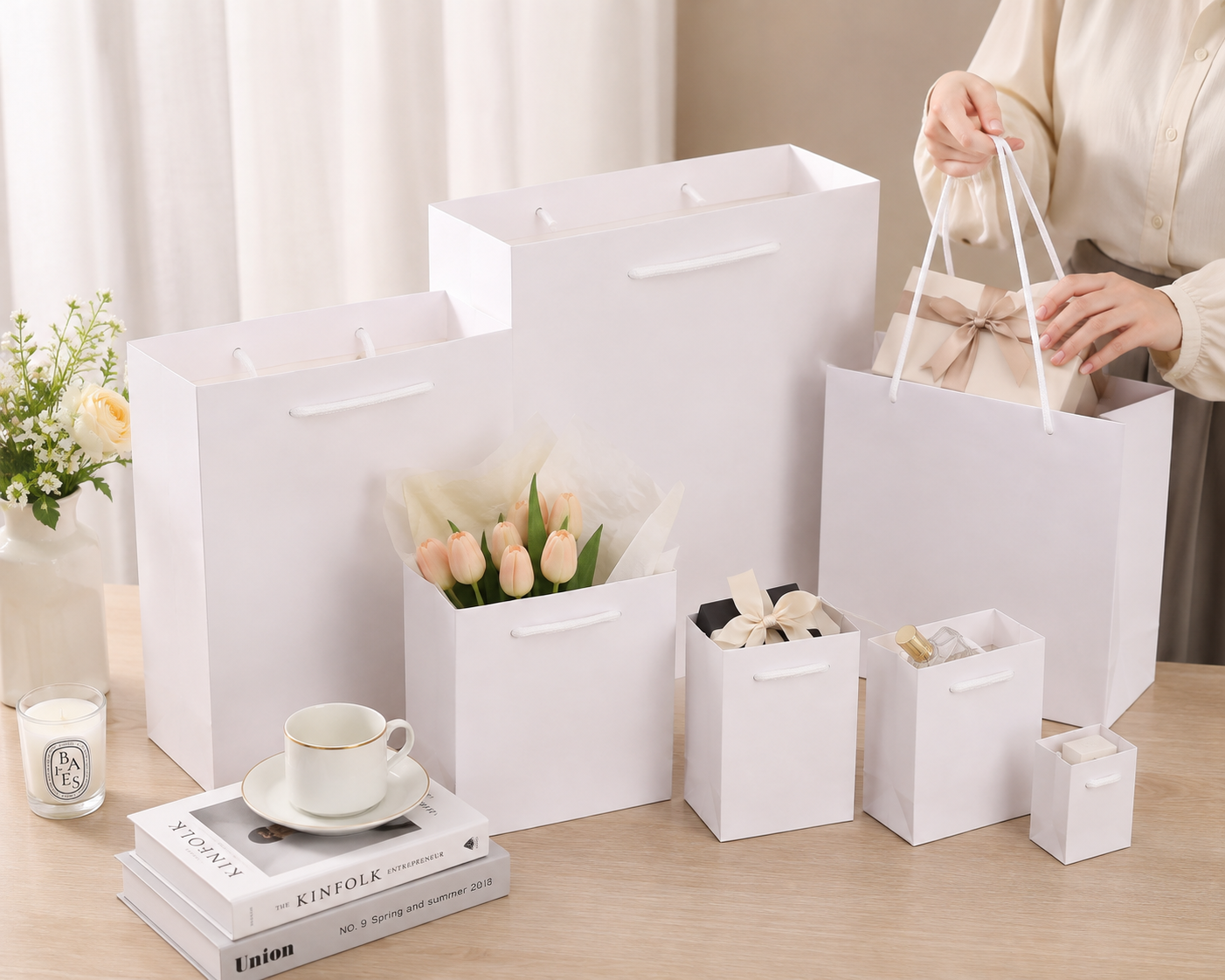 White Plain Paper Gift Bags (6 Size Option)- Premium Decorative Shopping & Party Favor Bags for Birthday, Mother’s Day, Baby Shower, Bridal Shower, Wedding Gifts & Retail Packaging. - Image 3