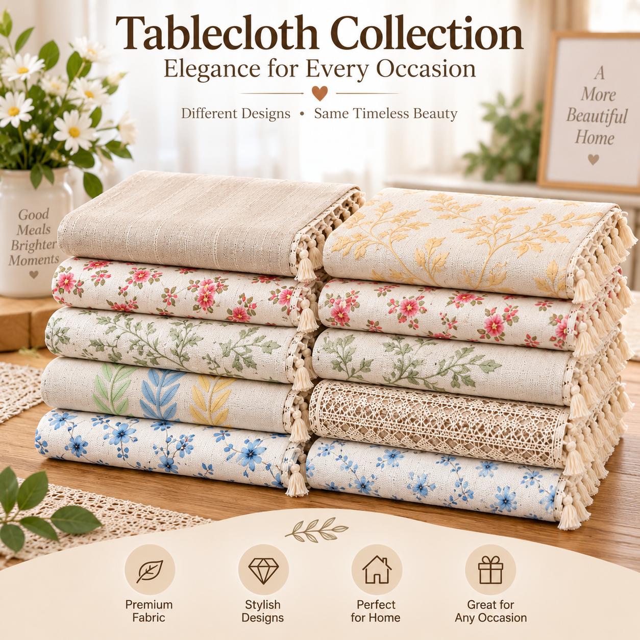 140×180cm lace tablecloth with decorative tassels