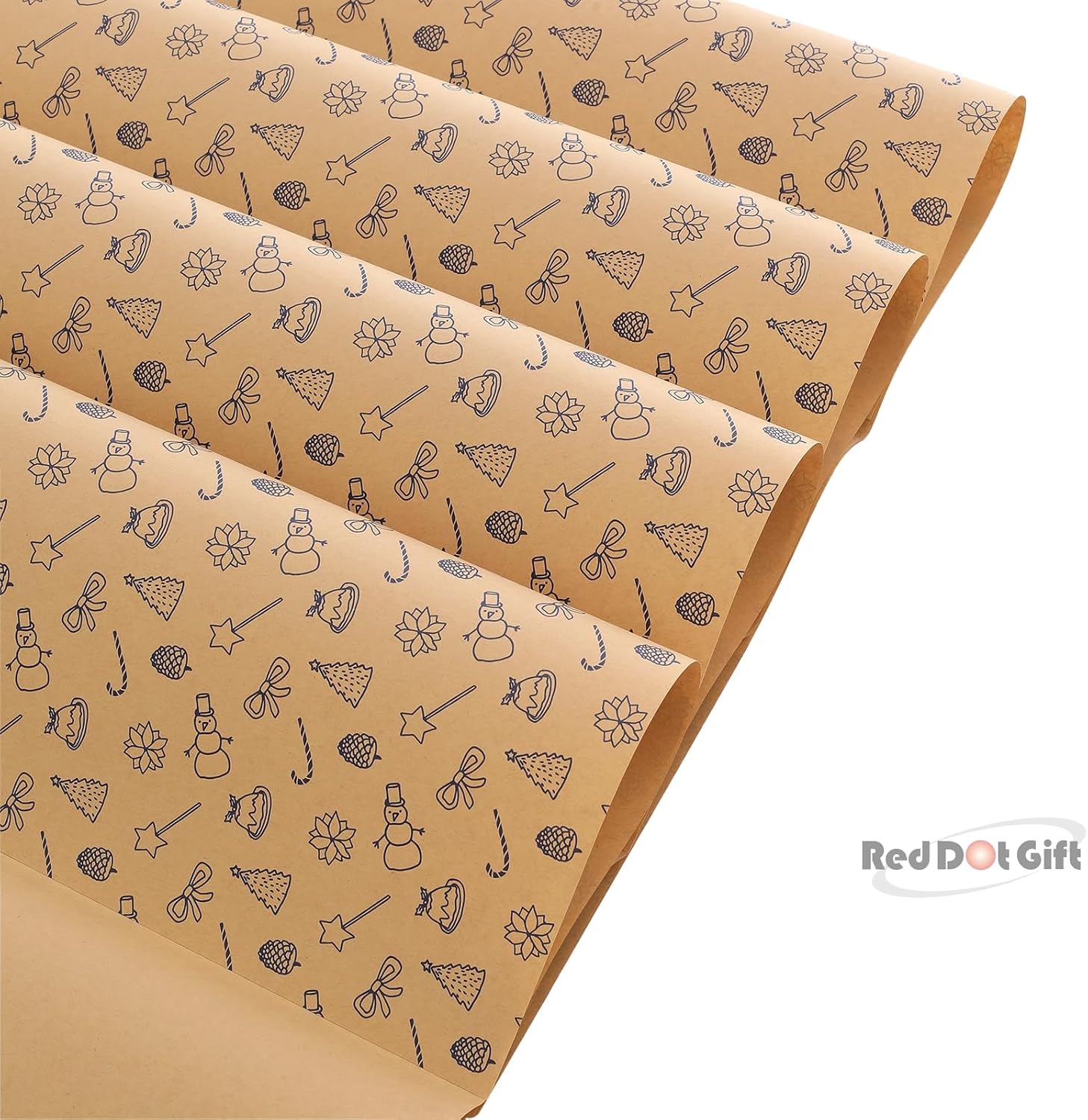 Christmas Snowman Design Wrapping Paper 70*50cm, Christmas Gift Wrapping Paper, Brown Kraft Christmas Wrapping Paper for Christmas, Party, and Festive Decorations. - Image 7
