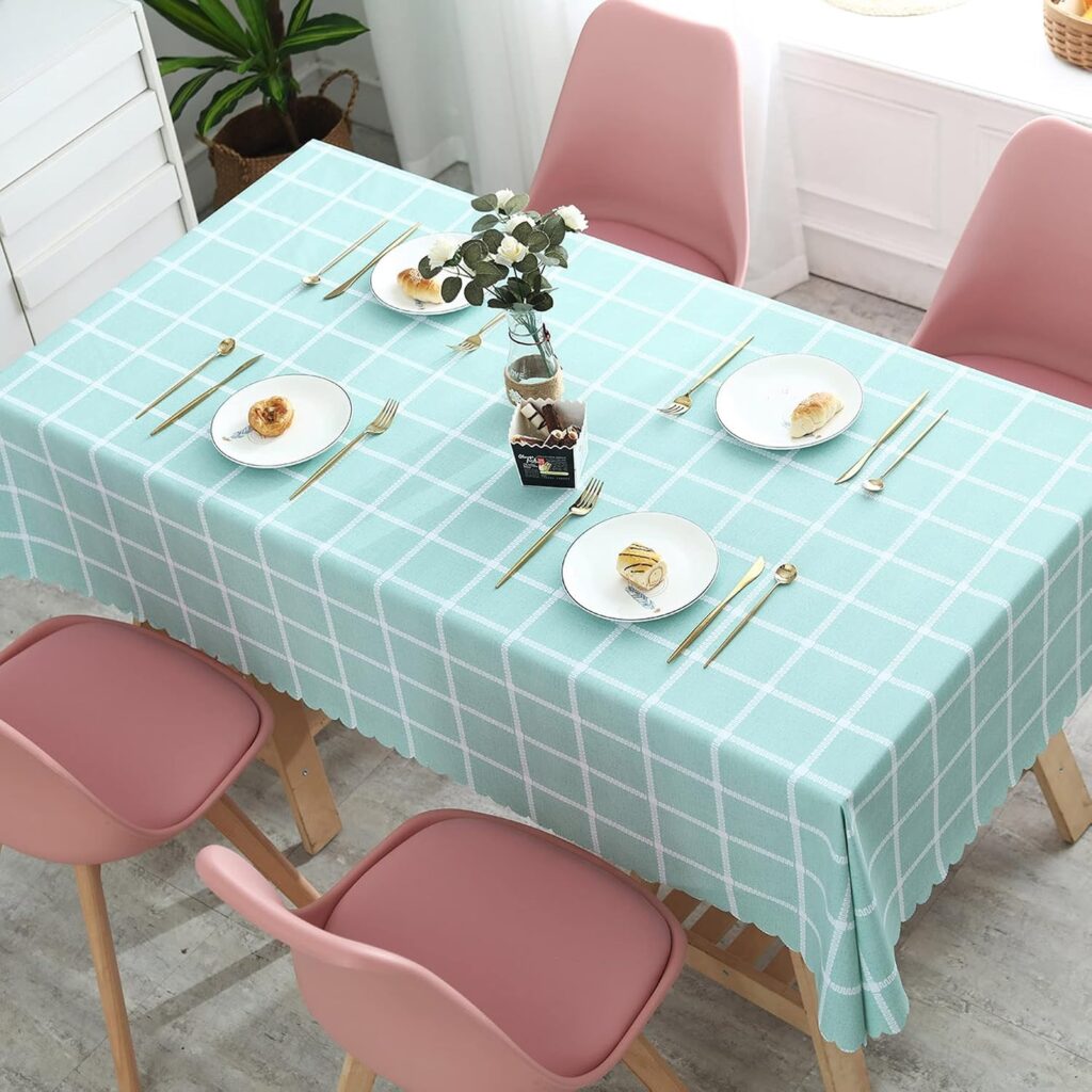 137x180cm waterproof plaid tablecloth for dining and kitchen