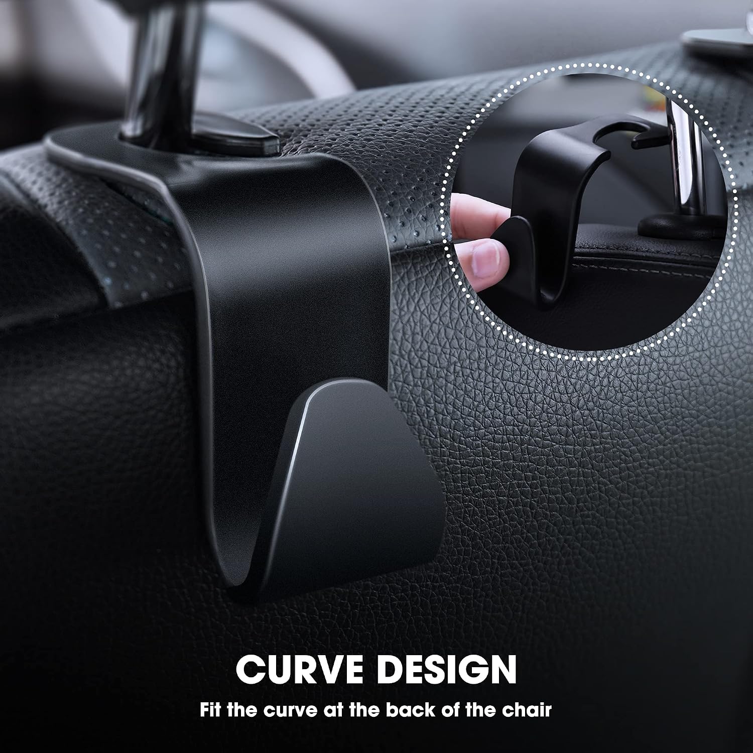 HOUSE DAY Plastic 4-Pack Carbon Fiber Back Seat Headrest Hooks - Stylish Car Hangers for Handbags, Clothes, Grocery Bags - Sleek Black Design - Image 8