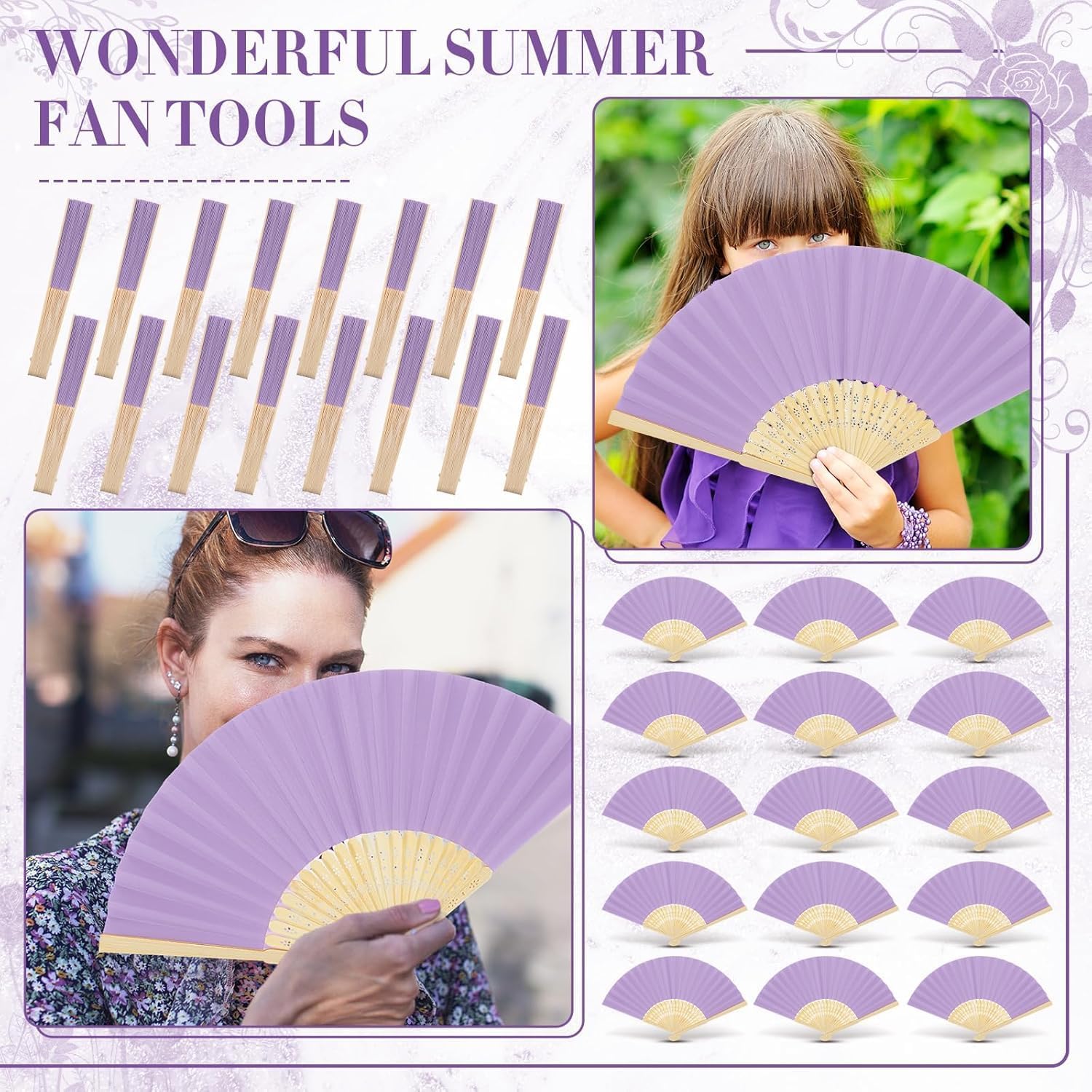 Red Dot Gift®Folding Fans Bamboo Handheld Fans Paper Folded Fans for Wedding Gift, Party Favors, DIY, Home Decoration - Image 8
