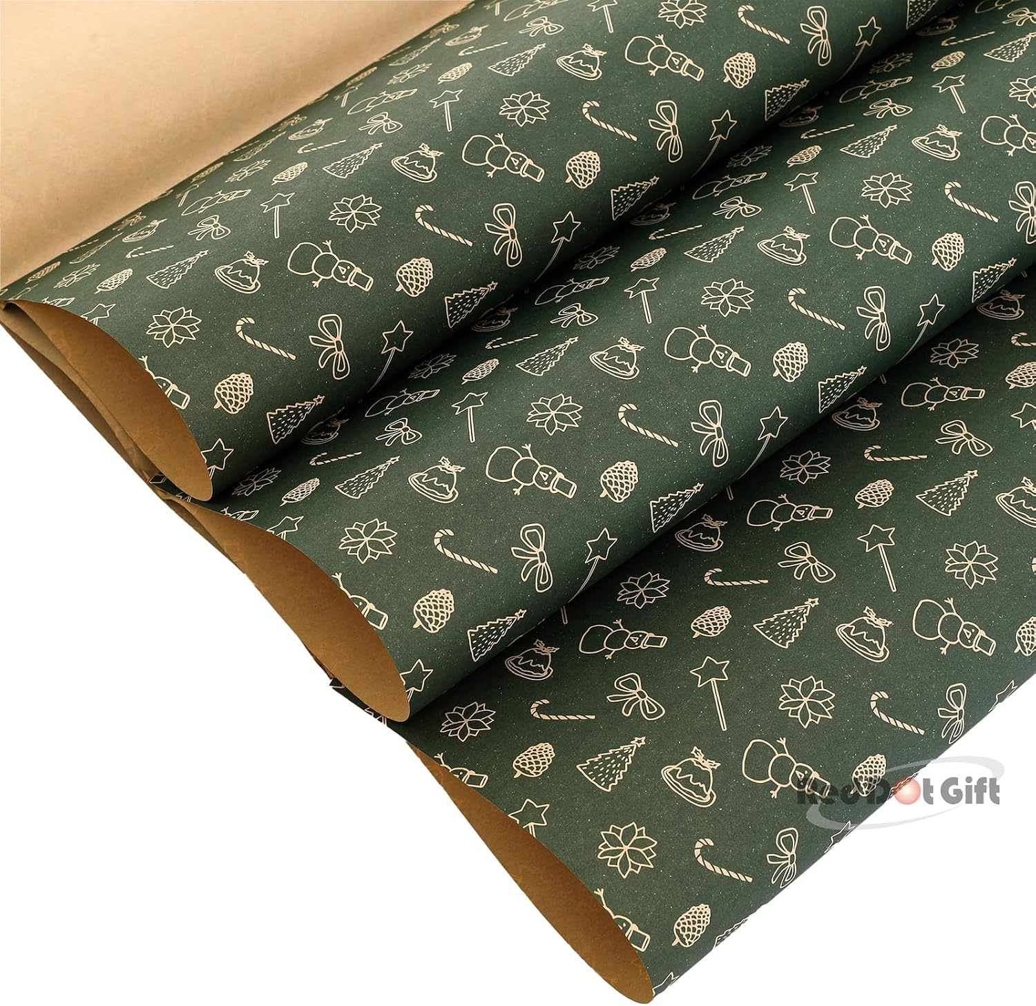 Christmas Snowman Design Wrapping Paper 70*50cm, Christmas Gift Wrapping Paper, Brown Kraft Christmas Wrapping Paper for Christmas, Party, and Festive Decorations. - Image 5