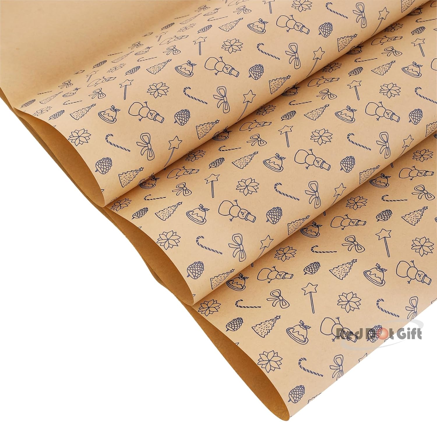 Christmas Snowman Design Wrapping Paper 70*50cm, Christmas Gift Wrapping Paper, Brown Kraft Christmas Wrapping Paper for Christmas, Party, and Festive Decorations. - Image 2