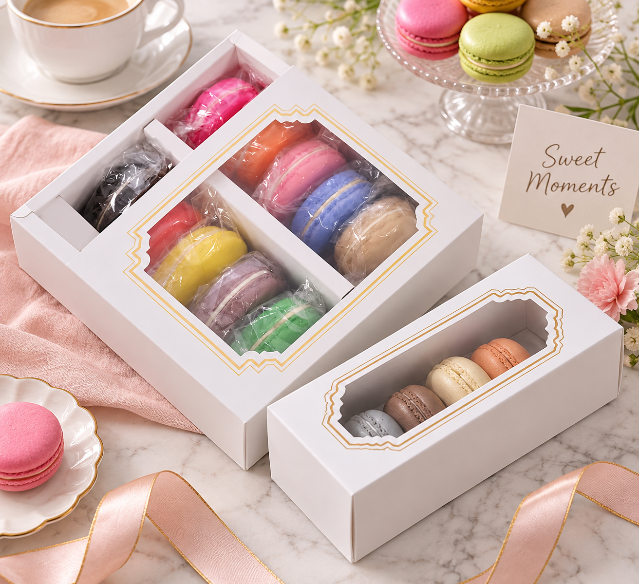 macaron boxes with clear display window