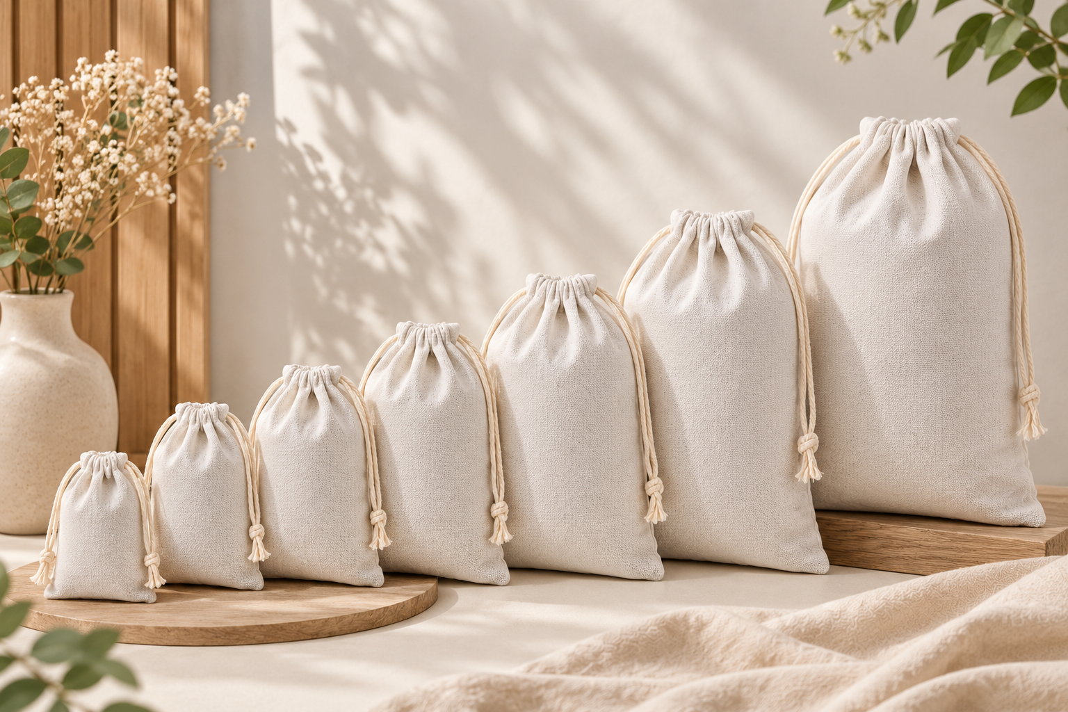 Natural Burlap Cotton Drawstring Gift Bags, Reusable Hessian Favour Pouches for Wedding, Birthday Party Presents, Small Jewellery Packaging & DIY Art Crafting - Image 3
