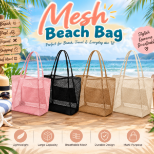 Mesh Beach Bag - Durable Tote Bag (4 Color Option) Simply lightweight for Shopping Groceries Sports Gym Swimming Pool Travel Tote Bag