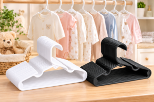 House Day Plastic Baby Hangers (2-Color Options) – Slim Plastic Infant Hangers for Nursery Closet Storage and Toddler Clothes