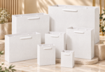 Red Dot Gift Texture Paper Gift Bags (8-Size Options) – White Color Textured Shopping and Party Favor Bags with Cotton Handle for Birthdays, Mother’s Day, and Weddings