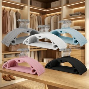 ManGotree Velvet Hangers with Cascade Hole, Non-Slip Rounded Clothes Hangers, Sturdy Felt Hangers, Space-Saving Suit Hangers for Sweaters, Pants, Dresses, Skirts, and Coats