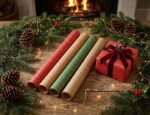 Christmas Small Dot Design Wrapping Paper 70*50cm Christmas Gift Wrapping Paper, Brown Kraft Christmas Wrapping Paper for Christmas,Party,Festive Decorations.