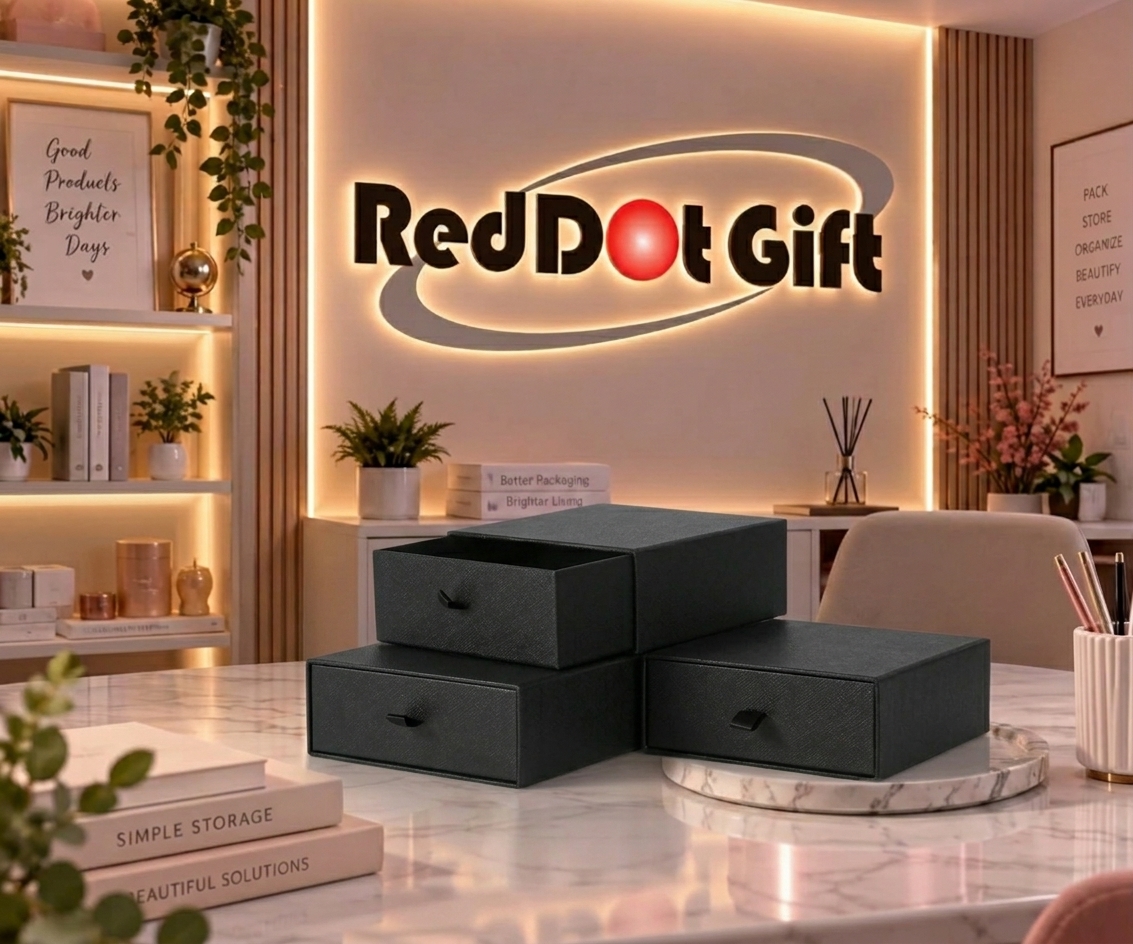 Red Dot Gift Black Gift Box H5x13x13cm,Gift Box, Cardboard Drawer Gift Boxes Small Gifts Box for Presents, Christmas, Wedding Party.