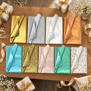 Red Dot Gift 25 Sheets Christmas Metallic Tissue Paper (50x70cm, 9-Color Options) – Bulk Decorative Wrapping Paper for Gift Bags, Holiday, Birthday, and New Year