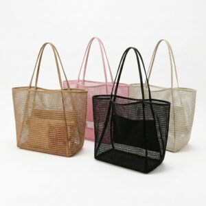 Red Dot Gift  Mesh Beach Bag - Large Foldable Tote Bag with Zippered Pocket, Lightweight Breathable Sandproof Shoulder Bag for Vacation, Swimming & Gym | Mesh Beach Bag.