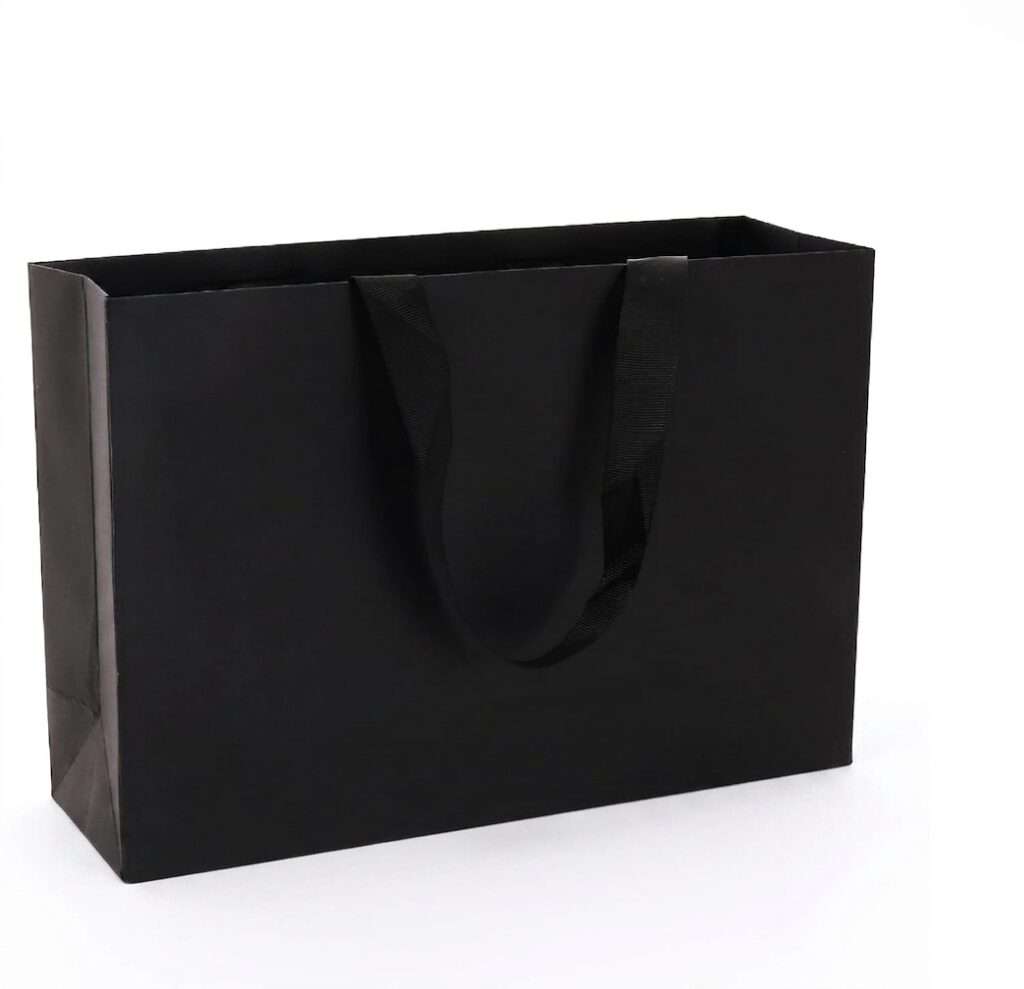 Premium matte gift bags with grosgrain ribbon handles