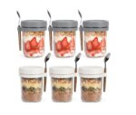 Overnight Oats Jars with Spoon and Lid, Airtight Oatmeal Container with Measurement Marks, Mason Jars with Lid for Cereal on the Go Container.
