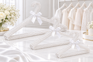 Red Dot Gift Pearl Cloth Hangers (3-Size Options) – Decorative Faux Pearl Clothes Hanger for Wardrobe, Nursery, and Dress Storage