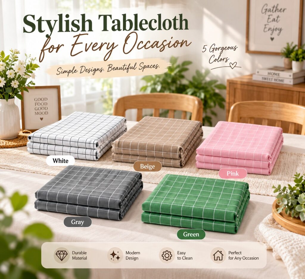137x180cm waterproof plaid tablecloth for dining and kitchen