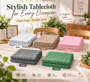 137x180cm waterproof plaid tablecloth for dining and kitchen