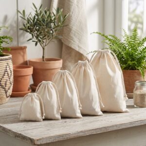 Cotton Canvas Gift Bags – Drawstring Pouches for Jewelry Packaging, Wedding Favors, Birthday Parties, and Small Gifts ( 9 Sizes )
