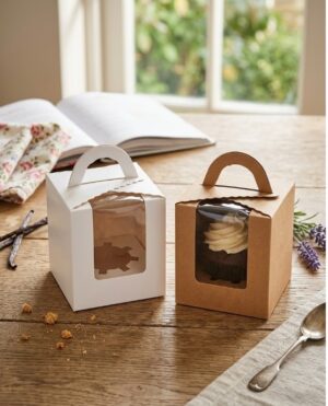 Single cupcake box with clear display window
