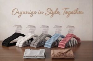 Baby velvet hangers with clips and swivel hooks