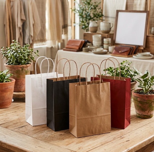 Kraft Paper Gift Bags with Handles – Durable Shopping & Party Favor Bags (4 Colors, 5 Sizes)
