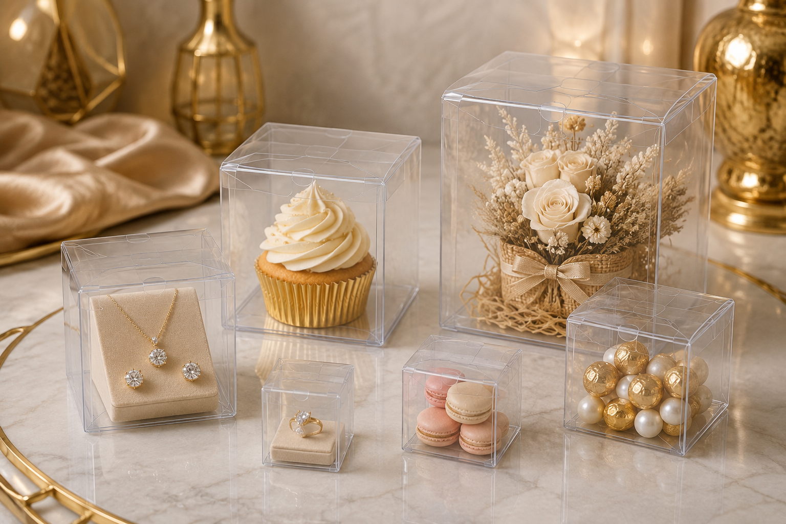 PVC Clear Plastic Favor Boxes – Transparent Gift Display Boxes for Candy, Cupcakes, Jewelry & Crafts – Premium Packaging for Wedding Favors, Parties & Celebrations