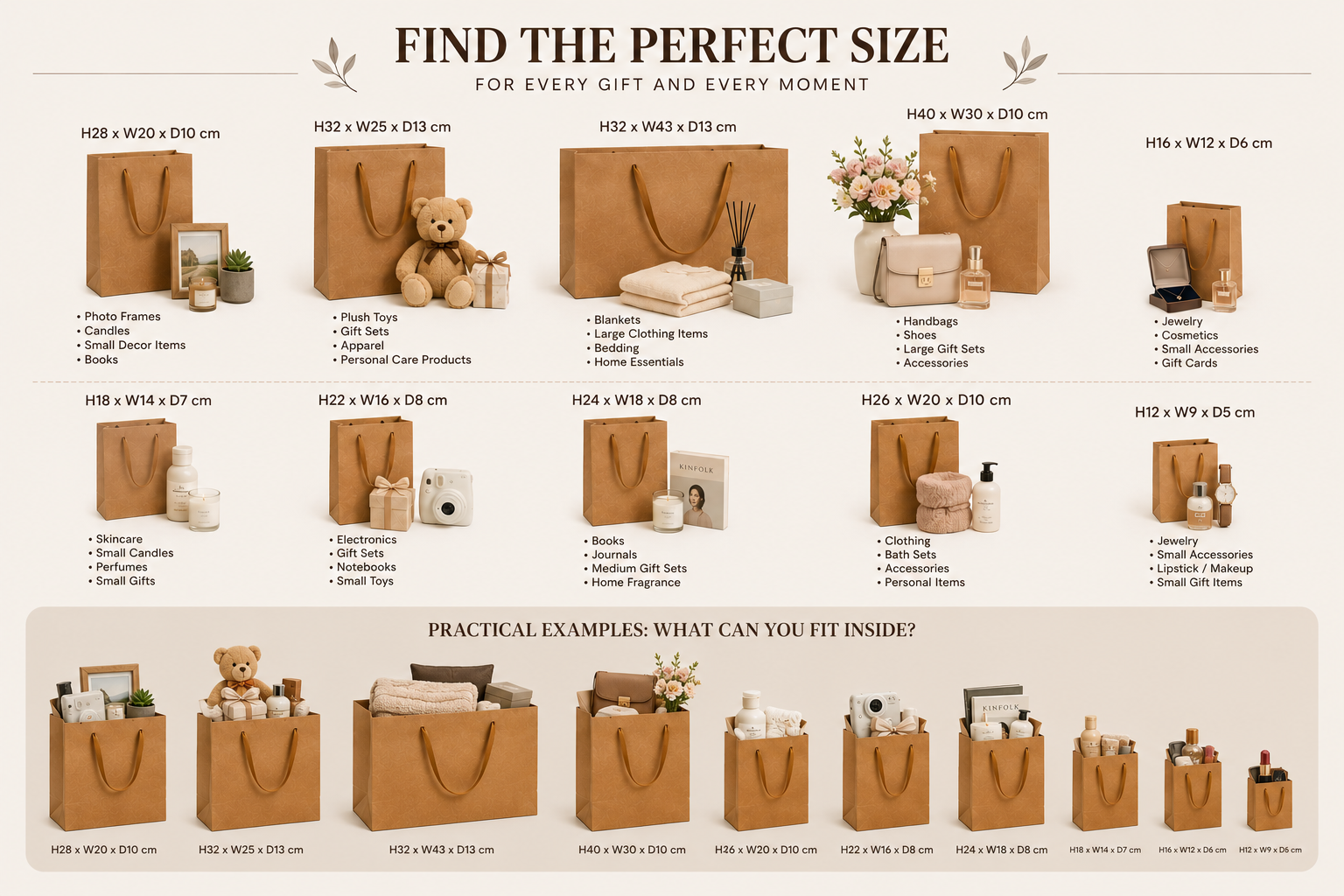 Kraft Plain Paper Shopping Gift Bags 230 GSM Heavy Duty Thick Paper Carry Bags with Soft Ribbon Handles, Brown Packaging Bags for Retail, Party Favors, Weddings & Birthdays - Image 4