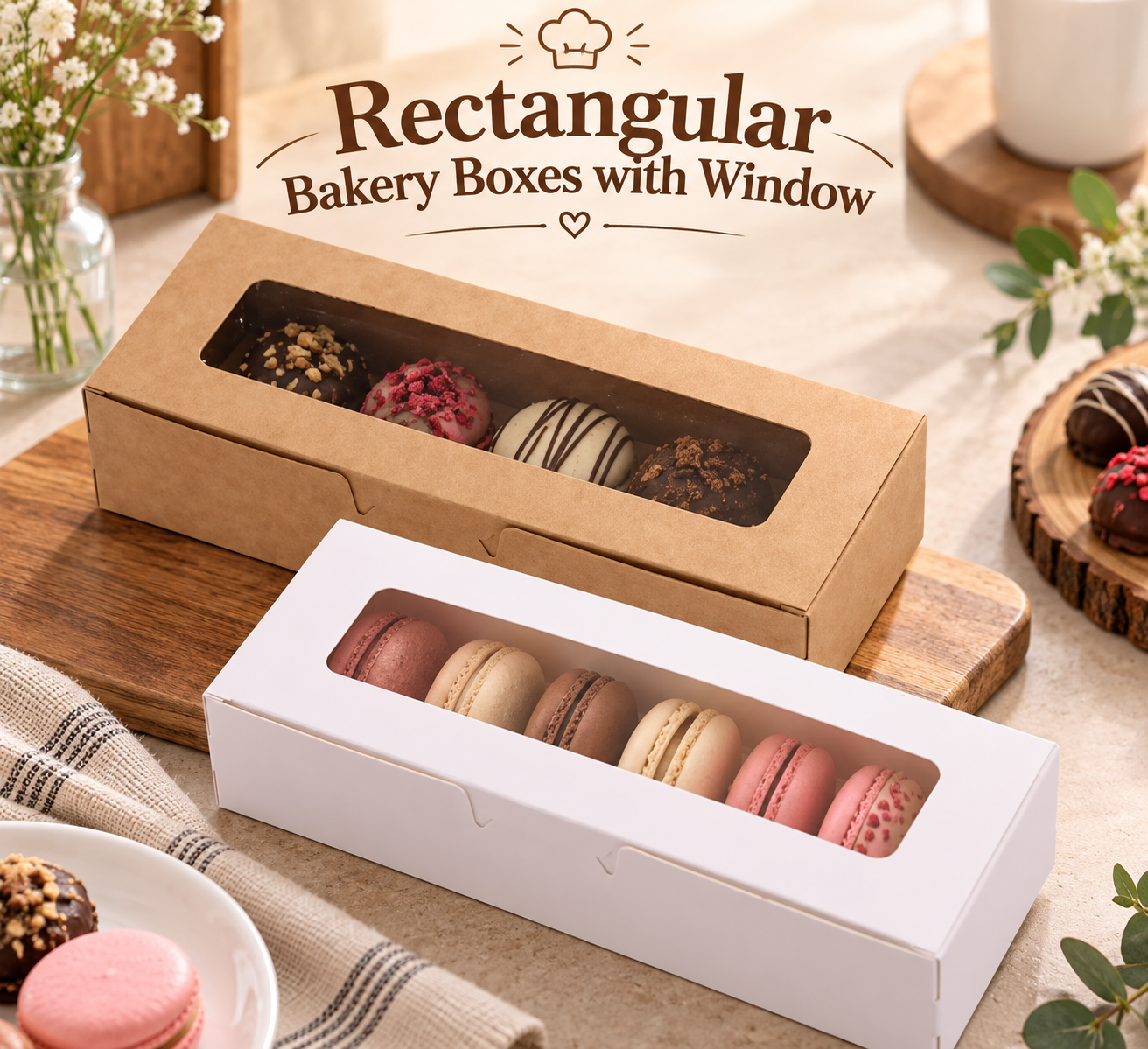rectangular bakery boxes with clear display window