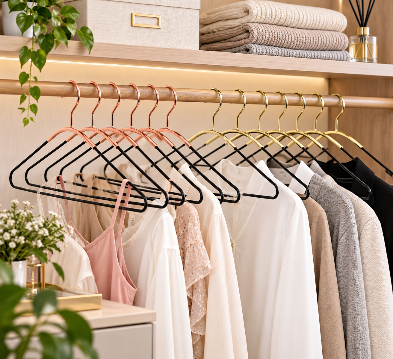 Golden Colour Strong Metal Hanger 16.8 Inch Golden & Black Colour (2 Colour Option), Clothes Hangers, Coat Hangers, Standard Hangers for Everyday Use - Image 4