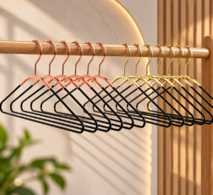 16.8 inch metal clothes hanger gold and black