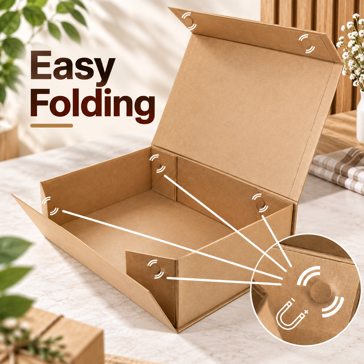 Red Dot Gift Kraft Color Flat Cardboard Magnet Boxes (3 Size Options) – Easy-to-Fold Style Premium Packaging Containers for Gift Giving, Secure Shipping, and Retail Storage Solutions - Image 4