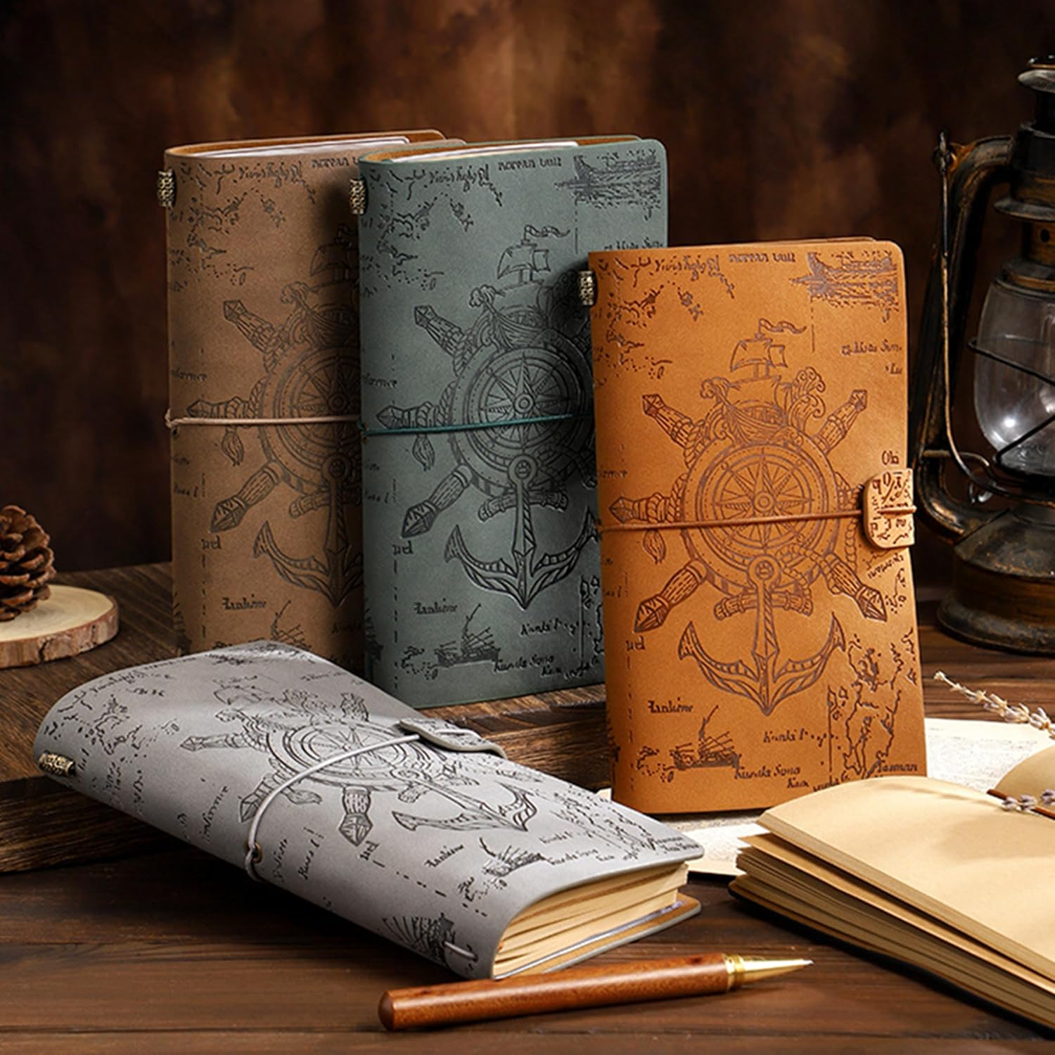 Red Dot Gift Leather Notebooks, Vintage Refillable Notebooks with 144 Pages 7.87×4.72 Inches Travelers Notebook Insert with Extra Stickers for Work, Study, Notes Taking, Gifts. - Image 2