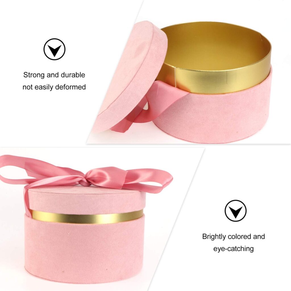 velvet gift box 12cm round with lid and ribbon