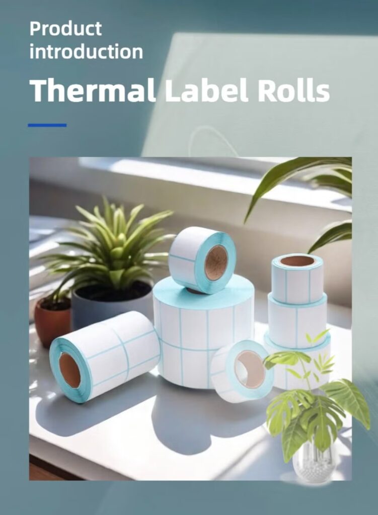 Blank white thermal shipping labels roll