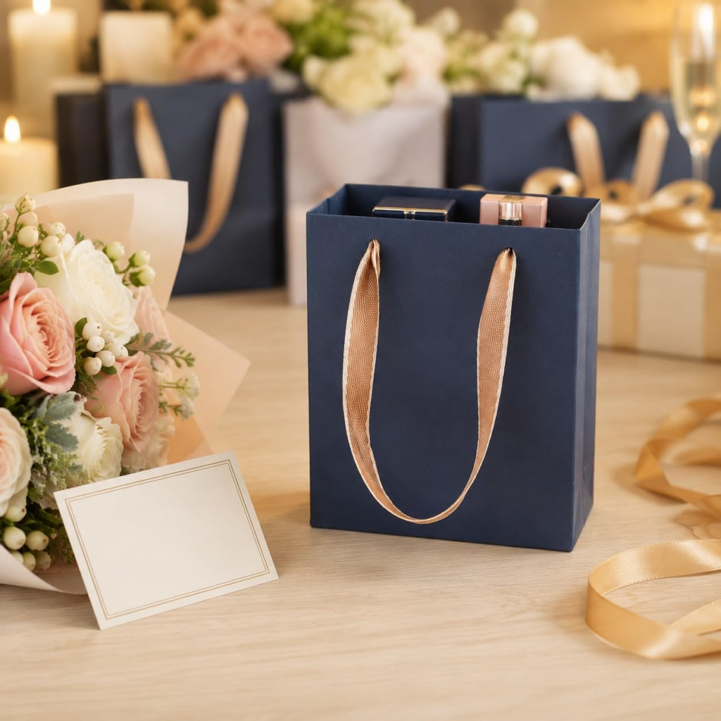 blue paper gift bags