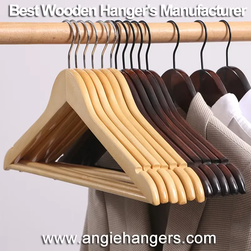 premium wooden coat hangers with 360 degree swivel hook