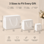 White DIY Flat Gift Boxes With Handle 3 Sizes Options Made By 350Gram Thickness White Art Paper For Sweets, Gifts