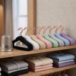 Rose-Gold Hook Baby Velvet Hangers 11-Inch Nursery (9 Color Options) Clothes Hangers Non-Slip Toddler Hangers, 360 Chrome