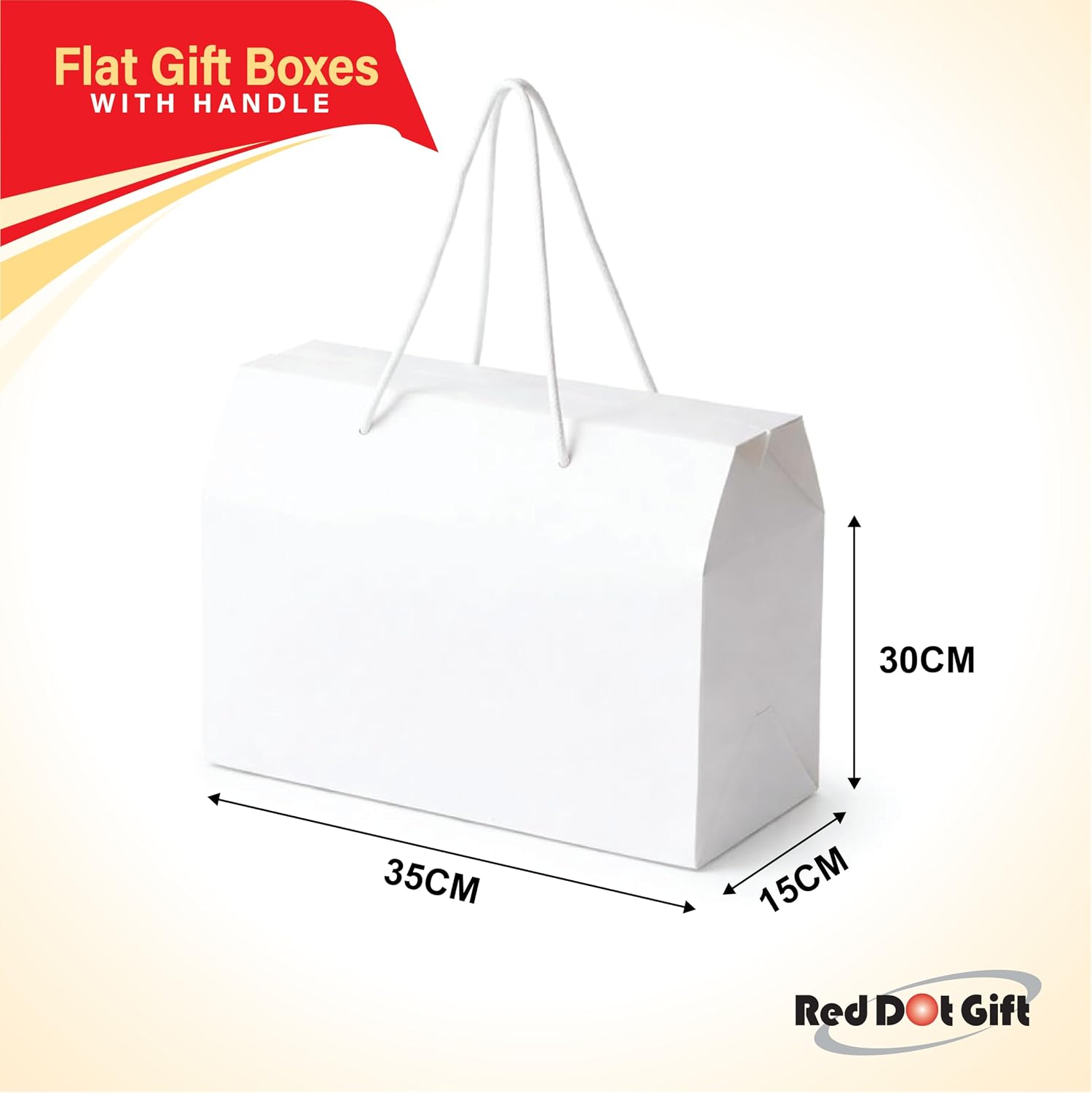 White DIY Flat Gift Boxes With Handle 3 Sizes Options Made By 350Gram Thickness White Art Paper For Sweets, Gifts - Image 3