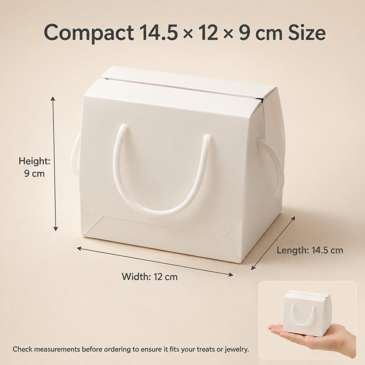 White DIY Flat Gift Boxes With Handle 3 Sizes Options Made By 350Gram Thickness White Art Paper For Sweets, Gifts - Image 2