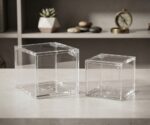 Crystal Acrylic Box clear square container with secure lid