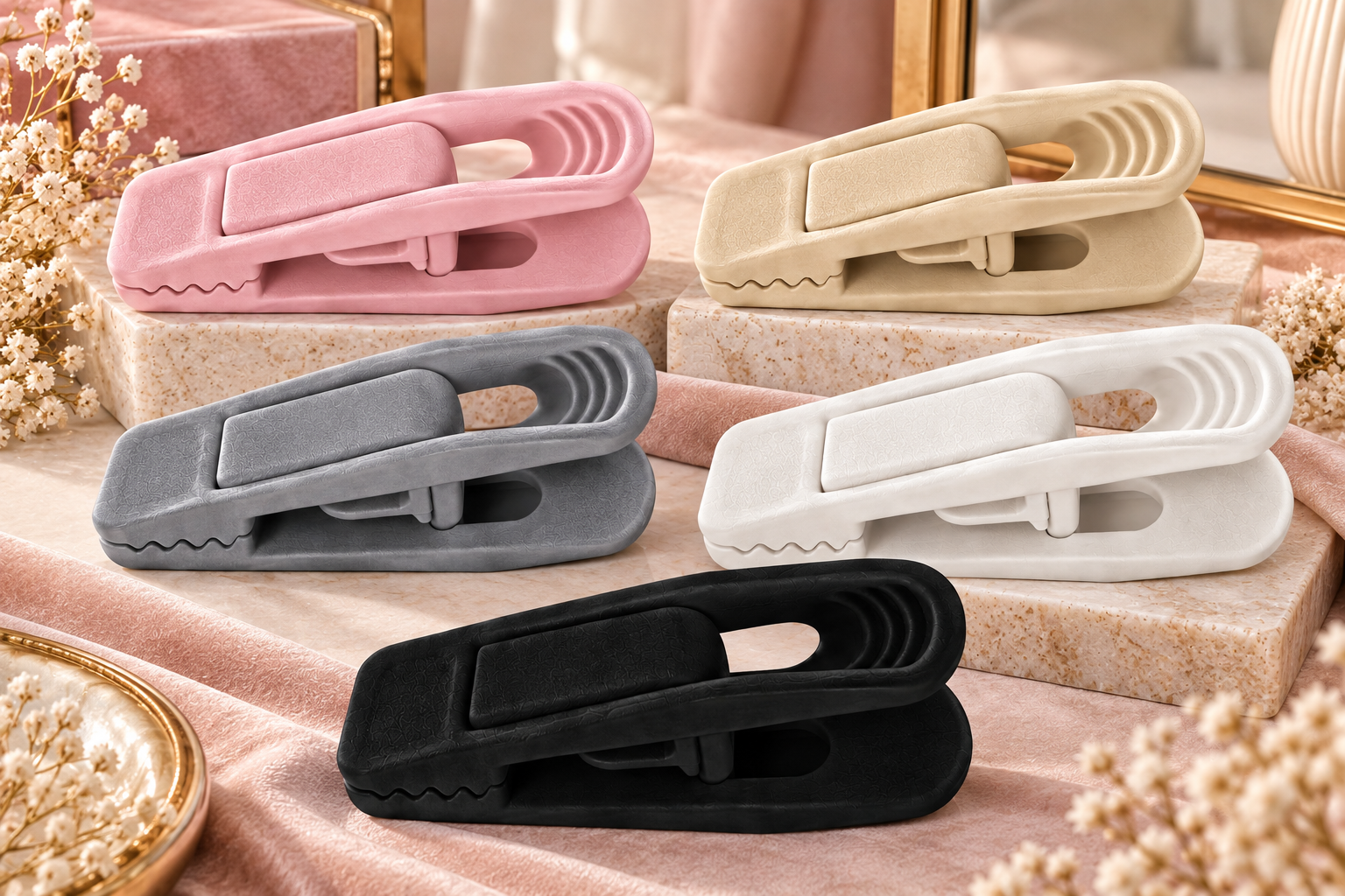 Red Dot Gift Velvet Clips (10-Pack Set, 5 Color Options) – Durable Non-Breaking Finger Clips Suitable for Hanging Many Types of Clothes and Maximizing Closet Space