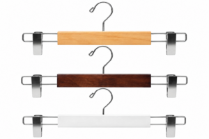 Red Dot Gift Wooden Pants & Skirt Hangers (13.4" Size, 3 Color Options) – Premium Wood Bottom Hangers with 2 Adjustable Anti-Rust Flat Clips for Slacks, Trousers, and Jeans