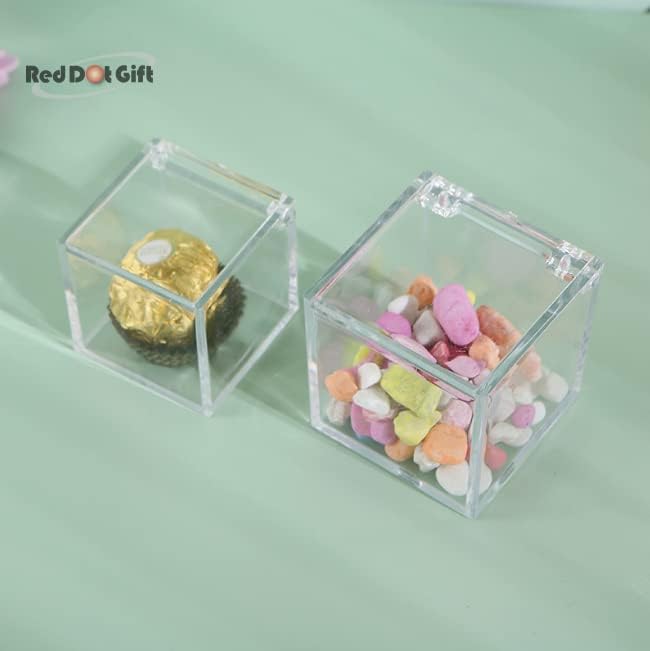 Red Dot Gift Crystal Acrylic Box (2 Size Options)—Transparent Clear Square Containers Featuring Secure Lids for Giveaways, Party Favors, Small Gifts, and Event Souvenirs - Image 2